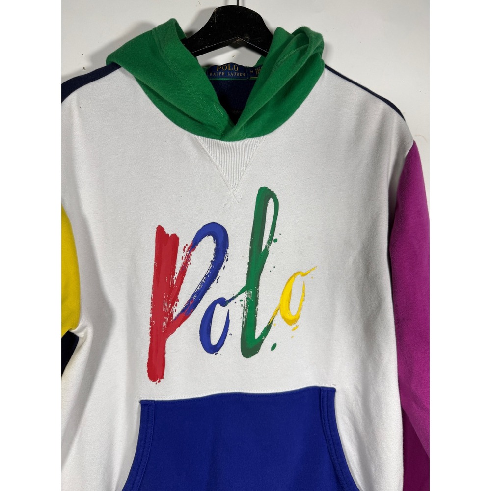 Polo Ralph Lauren Mens Colorblock Script Logo Hoodie Multi Color Size M